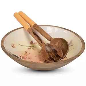 Bol à salade en bois fait main, écologique et de qualité supérieure, avec revêtement en émail durable, pour la maison et les fêtes, décoratif et non toxique - Product Image 5