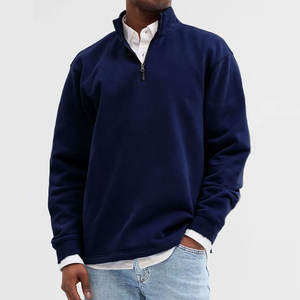 Chaqueta de lana de poliéster con botones a presión de bloque de color de alta calidad personalizada para hombre, chaqueta con cremallera de cuarto y mangas raglán - Product Image 5