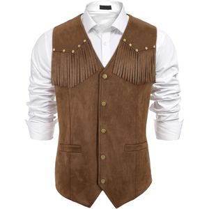 Gilet de moto en cuir véritable de style cowboy fait à la main, conçu pour les motards recherchant une résistance durable, design classique - Product Image 2