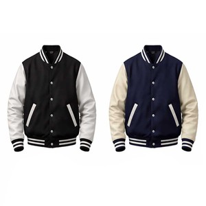 Veste d'équipe de baseball personnalisée avec logo, de haute qualité, pour hommes, veste d'étudiant, vente en gros, couleur unie, tissu en laine, coupe-vent - Product Image 5