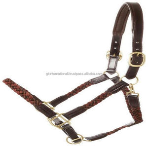 Halter d'équitation en cuir tressé à la main réglable et durable avec muserolle rembourrée souple Designer dans toutes les tailles personnalisées - Product Image 4