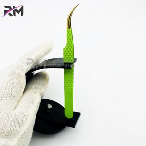 Outil de précision pour cils RMI Super September, en acier inoxydable de haute qualité, antistatique, durable, avec pointe en plasma dorée et revêtement en poudre verte - Product Image 2