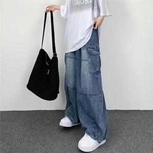 Pantalons cargo tendance pour hommes, streetwear coréen, jeans lavés pour hommes, pantalons baggy en denim pour adolescents, brodés pour les fêtes de printemps - Product Image 5