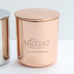 Conteneur à bougies fait à la main avec logo personnalisé Pots à bougies en cuivre or rose avec fabricant de pots parfumés en acier inoxydable à la cire de soja en métal - Product Image 2