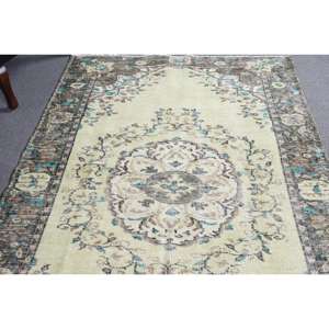 Alfombra de 4.8x7.8 pies, Alfombra Turca Vintage, Alfombra de Lana con Rayas Azules - Product Image 4