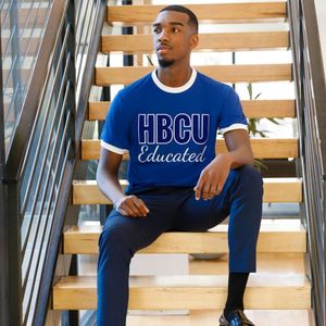 Hbcu giáo dục Mens màu xanh trắng Chenille TEE cotton tương phản TRIM collegiate trang phục đen Hy Lạp cuộc sống Đại Học niềm tự hào Áo sơ mi - Product Image 2