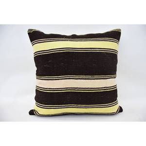 Subtle Striped Wool Kilim Pillow 24x24 Inch Luxury Vintage <b>Fluffy</b> Pattern Woven Decorative Cushion for Living Room <b>Bedding</b> - Product Image 1
