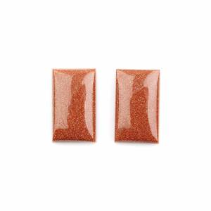 High Quality 12x20mm Smooth Rectangle Brown Goldstone Quartz Cabochon Natural Flatback Loose Gemstone for Jewelry <b>Earring</b> Making - Product Image 2