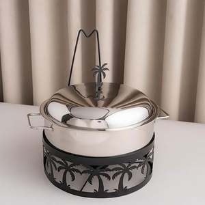 Recién llegado, Base de palmera negra, cuerpo de acero inoxidable, calentador de alimentos, plato de frotamiento, calentador de olla caliente para Ramadán, Material de Metal duradero - Product Image 1