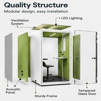 Cabine de bureau acoustique moderne pour une personne, insonorisée, avec bureau intégré, pour un espace de travail privé