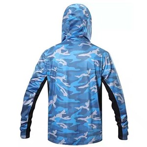 Venta al por mayor logotipo personalizado 100% algodón de manga larga pesca básica secado rápido protección UV rendimiento sudaderas con capucha UPF 50 + pesca con capucha - Product Image 6