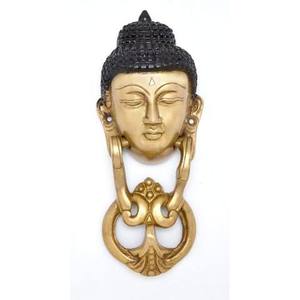 Aldaba de puerta de latón con forma de Señor Buda, Aldabas de Metal antiguo clásico para accesorios de puerta y ventana, estilo monje de Buda - Product Image 1