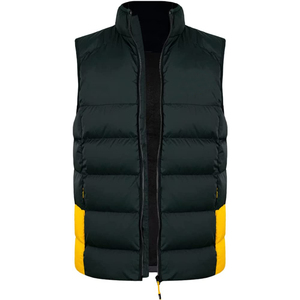 Veste matelassée sans manches brodée avec logo personnalisé pour hommes, veste d'hiver à la mode, poches zippées latérales matelassées OEM, caractéristiques chaudes à bulles - Product Image 1