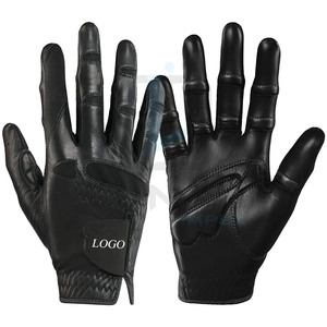Nouvelle collection de gants de golf ajustables antidérapants en cuir noir Cabretta droitier doigts flexibles et poignée de golf respirante - Product Image 4