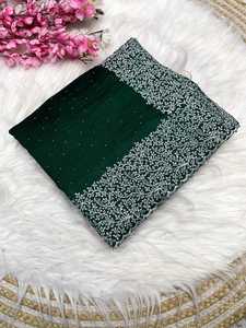 Nueva moda Boutique India Exportación Vichitra Bordado de seda Jari Work Sari con blusa Última Ropa Étnica exclusiva Estilo nupcial - Product Image 3