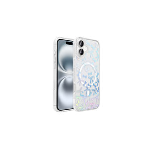Coque rigide transparente magnétique M-Safe pour iPhone 16 Plus, motif mignon Zore Folk Daisy, protection élégante, style Ins Plus - Product Image 2