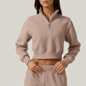 Sudaderas con capucha cortas de marca para mujer con bordado personalizado Sudaderas con capucha cortas personalizadas para mujer Precio directo de fábrica - Product Image 1