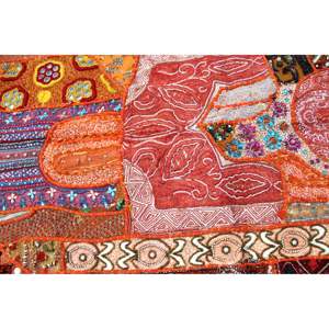 Indian Bohemian <b>Wall</b> Hanging Embroidered Tapestry Orange Abstract Cotton Fabric Outdoor Office Halloween Christmas <b>Wall</b> <b>Decor</b> - Product Image 2