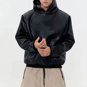 Sudadera con Capucha de Cuero para Hombre de Lujo para Invierno - Diseño Sólido, Interior Suave Ecológico y Corte Contemporáneo con Apariencia Premium - Product Image 1