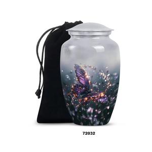 Urna de cremación grande de aluminio hermosa mariposa para adultos para cenizas humanas urna conmemorativa de tamaño completo con tapa y bolsa de terciopelo gratis - Product Image 5