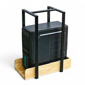 Caja de CPU para Montar en la Pared con Marco de Hierro y Madera de Caucho para la Configuración de un Oficina en Casa - KCPU68016 - Product Image 1