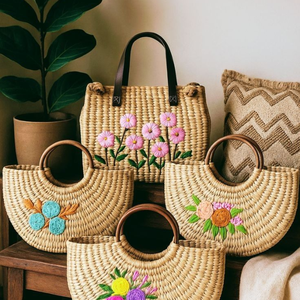 LA MEJOR VENTA bolsa de mano de jacinto de agua hecha a mano para uso diario, bolsa de hombro de paja tejida ecológica con interior espacioso - Product Image 2