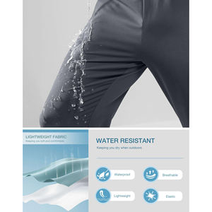 Pantalones de hombre repelentes al agua con múltiples bolsillos y cordón ajustable, pantalones de punto para senderismo al aire libre, pantalones impermeables para hombre - Product Image 6