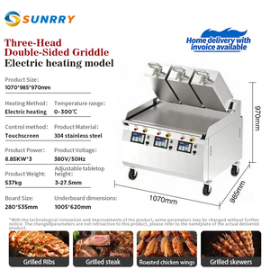Plancha Eléctrica Comercial de Triple Cabezal y Doble Cara Tipo Clamshell, de Alta Resistencia, Automática, para Hamburguesas y Filetes, Ideal para Restaurantes de Comida Rápida - Product Image 2