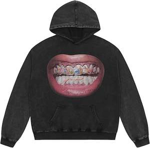 Sweat à capuche ample pour homme en coton pur noir avec design épaules tombantes - Product Image 3