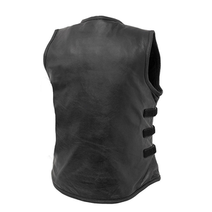 OEM 2025 Gilet en cuir de vachette noir de haute qualité pour hommes Gilet de moto chauffant d'hiver de grande taille avec poches latérales quantité minimale de commande bas - Product Image 2
