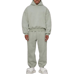 Ensemble survêtement deux pièces de luxe personnalisé en gros, molleton épais, hiver, hip-hop, surdimensionné, ample, en coton, pour - Product Image 2