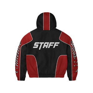 ชุดกีฬาผู้ชายแบบกำหนดเอง เสื้อแจ็คเก็ตกันลมแบบมีซิปสะท้อนแสงกันน้ำ ผลิตจากโพลีเอสเตอร์และไนลอน พร้อมกางเกงขาสั้น ชุดวอร์ม - Product Image 4