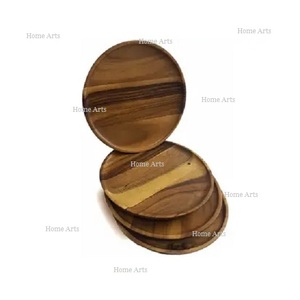 Lot de 2 assiettes d'exposition en bois de qualité supérieure de forme ronde pour servir sous des assiettes en vrac - Product Image 3