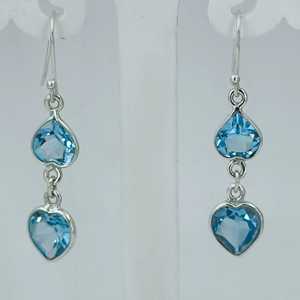 Navya Craft 925 <b>Solid</b> Sterling <b>Silver</b> Women's Dangle <b>Earrings</b> Blue Topaz Heart Shape Handmade for Christmas Anniversary - Product Image 6