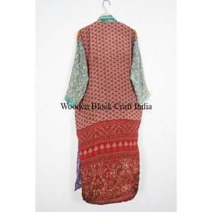 Sari en soie longue fait main de haute qualité, robe de mariée vintage en patchwork, robe de nuit pour femmes, ensemble de vêtements de nuit, taille unique - Product Image 5