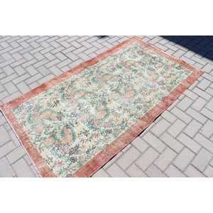 Tapis turc à accents marocains 3,6x6,3 pi (109x193 cm), tapis vintage marocain rouge - Product Image 2