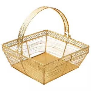 Fully Covered Metal <b>Gift</b> <b>Hamper</b> Wedding <b>Basket</b> Indian Metal Wire <b>Basket</b> Fro Return and Wedding <b>Gift</b> - Product Image 1