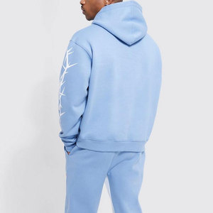 <b>Top</b> Arrival High Quality Cotton Material Made <b>Distressed</b> Tracksuit Screen Printed Polyester Fabric Faded Sweat Suit - Product Image 4