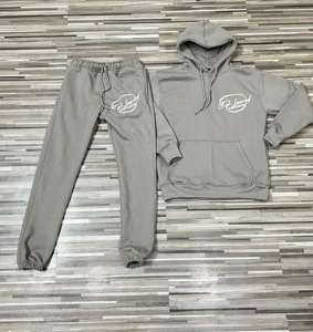 Chándales de jogging de algodón grueso Unisex de primera calidad para hombre, chándales informales con logotipo personalizado y capucha, conjunto de joggers y sudadera lisa - Product Image 2