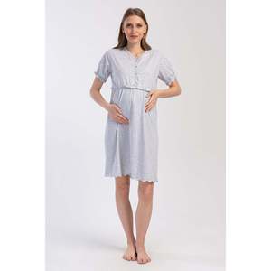 KADIN P.SUPREM DUGMELI KISA KOLU BELI LASTIKLI BIBILALI HAMILE TUNIK - สีเทาผสม - สีเทาผสม - Product Image 1