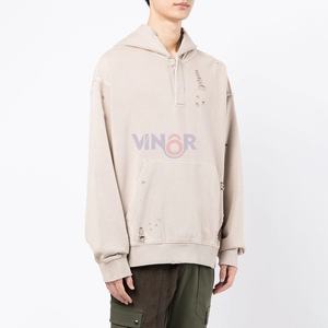 เสื้อฮู้ดดี้ผ้าฟลีซหนานุ่มพิเศษสำหรับผู้ชาย ลายปักแบบดิสเทรส พิมพ์ลายสกรีน ขนาดโอเวอร์ไซส์ ผ้าฝ้าย 100% รับสกรีนโลโก้ตามแบบ - Product Image 3