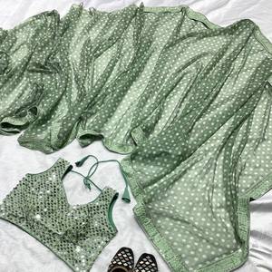 Nuevo estilo, bordado, ropa de fiesta trabajada, Sari, ropa informal, Sari para mujer con aspecto pesado, blusa, pieza bordada, Sari de gasa - Product Image 3