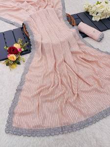 ส่าหรีผ้าไหมนุ่มดีไซเนอร์พร้อมซับในและงาน zari พร้อมด้วยงานหินด้วยมือส่าหรีสวมใส่ในงานแต่งงานส่าหรีนักออกแบบงานปาร์ตี้ส่าหรี - Product Image 5