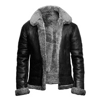 Usine en gros hommes RAF Bomber chaud épais en peau de mouton fourrure d'agneau longue peau de mouton en cuir véritable vestes hiver mode