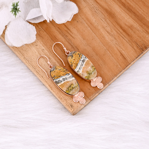 Hot Selling Rose Gold Plated Earring <b>Bumble</b> <b>Bee</b> Jasper Gemstone Earring Fashion Boho Statement Earrings Wholesale Manufacturer - Product Image 3