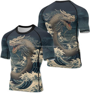 Dragon Men's Rash Guard Short Sleeve Compression Shirt Skin Performance Fit Baselayer for MMA BJJ Jiu Jitsu Martial Arts Wear - Product Image 1