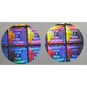 Autocollants de garantie holographiques en film polyester destructible certifiés ISO 9001, étanches, 12,5 mm x 12,5 mm, 10 mm - Product Image 3