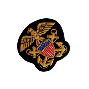 Prix usine conception personnalisée patchs de broderie fer sur badges brodés pour chapeau et vêtements Patch Bullion Wire Badges - Product Image 5