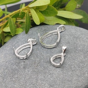 ฐานจี้เงินแท้ 925 สำหรับใส่พลอยทรงหยดน้ำขนาด 5x7 มม./6x8 มม./7x9 มม./8x10 มม./9x11 มม./10x14 มม. สำหรับทำจี้และชาร์มคุณภาพดี - Product Image 3