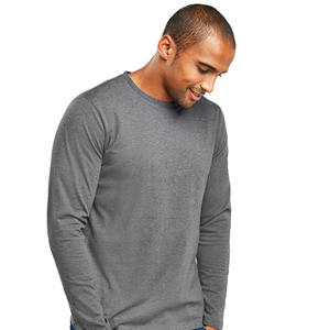 Chemise en jersey de coton pour hommes de qualité supérieure couleur unie à manches longues col rond décontracté été mode chemises en jersey pour hommes - Product Image 1